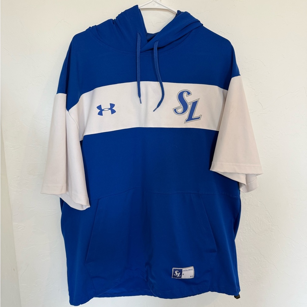 Samsung Lions Under Armour Short Sleeve Blue and White Hoodie